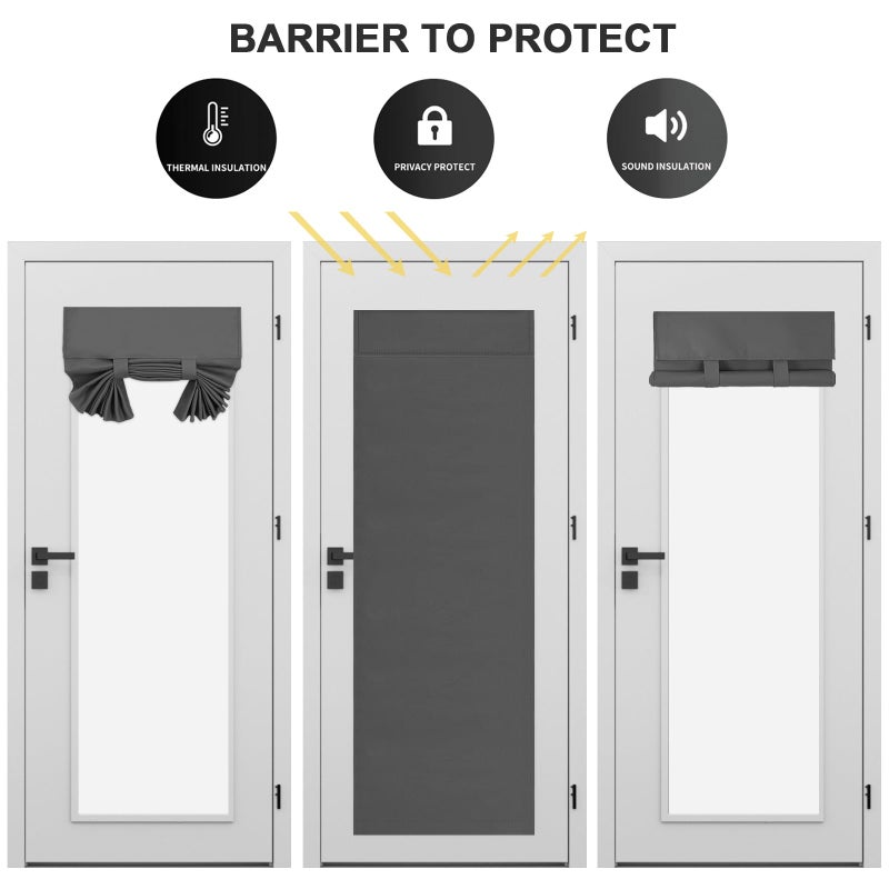 YSYY 100% Blackout French Door Curtains, Wrinkle Free, Room Darkening, Blocks Light and Heat Through Glass. Drill-Free, Easy Installed Door Window Curtains. (Dark Grey,1 Panel, 26""x 80"") - Image 4